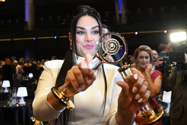 Polish-Czech singer Ewa Farna won the female singer category of the Czech Nightingale pop music poll and became absolute winner with the most fan votes, in Prague, Czech Republic, November 24, 2023. (CTKxPhoto MichaelaxRihova) CTKPhotoP2023112500049  CTKPhotoP2023112500049