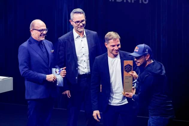 Stefan Schulze Hausmann, guest, Sebastian Steudtner and Nirmal Purja at the presentation of the 16 German Sustainability Award 2023 at the Maritim Hotel Düsseldorf, 24 11 2023 Foto:xR.xSchmiegeltx xFuturexImagex nachhaltigkeitspreis_3235