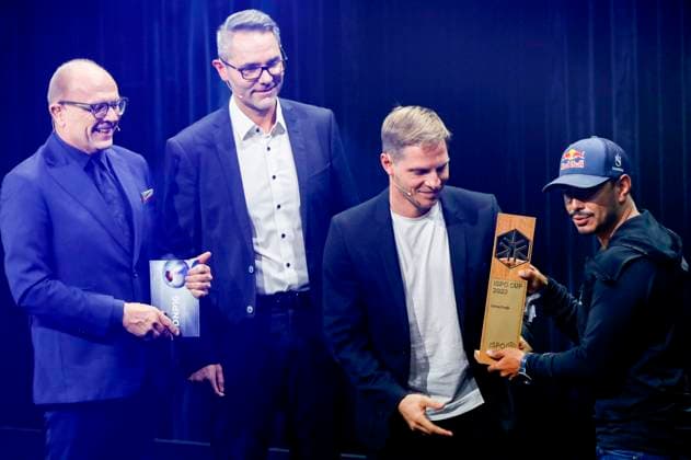 Stefan Schulze Hausmann, guest, Sebastian Steudtner and Nirmal Purja at the presentation of the 16 German Sustainability Award 2023 at the Maritim Hotel Düsseldorf, 24 11 2023 Foto:xR.xSchmiegeltx xFuturexImagex nachhaltigkeitspreis_3236
