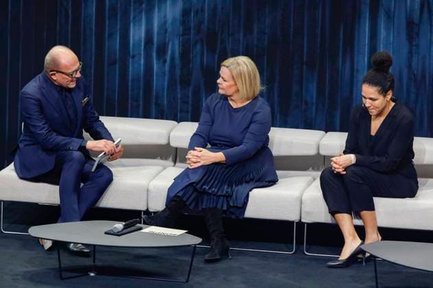 Stefan Schulze Hausmann, Nancy Faeser and Celia Sasic at the presentation of the 16 German Sustainability Award 2023 at the Maritim Hotel Düsseldorf, 24 11 2023 Foto:xR.xSchmiegeltx xFuturexImagex nachhaltigkeitspreis_3238
