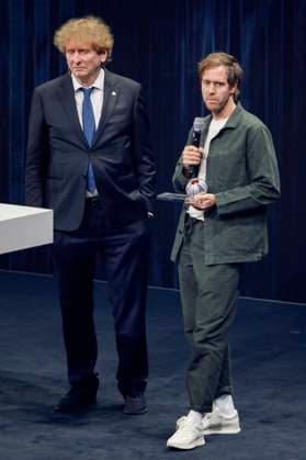 Michael Braungart and Sebastian Vettel at the presentation of the 16 German Sustainability Award 2023 at the Maritim Hotel Düsseldorf, 24 11 2023 Foto:xR.xSchmiegeltx xFuturexImagex nachhaltigkeitspreis_3268