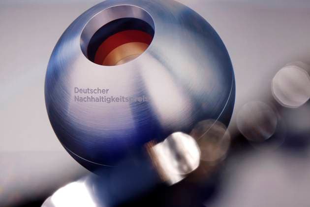The logo of the German Sustainability Award at the 16th German Sustainability Award 2023 at the Maritim Hotel Düsseldorf For the 16th time, pioneers of sustainability will be honored together with the Federal Government and other partners at the Düsseldorf Martim Hotel The winners of Copyright: xChristophxHardtx