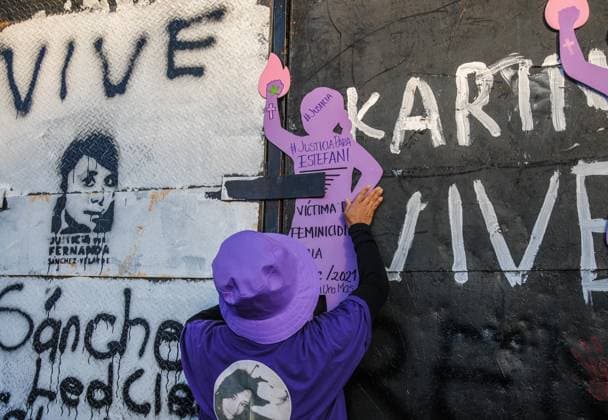 International Day for the Elimination of Violence against Women in Mexico November 25, 2023, Mexico City, Mexico: A woman takes part during a demonstration for the International Day for the Elimination of Violence against Women at Mexico City Zocalo. on November 25, 2023, (Photo by Ginare Photo Eyepix Group) Copyright: xGinarexPhoto xEyepixxGroupx GP_25112023_105678