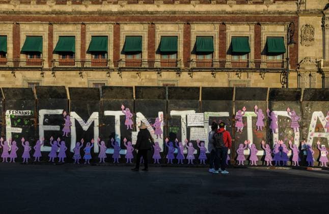 International Day for the Elimination of Violence against Women in Mexico November 25, 2023, Mexico City, Mexico:Women take part during a demonstration for the International Day for the Elimination of Violence against Women at Mexico City Zocalo. on November 25, 2023, (Photo by Ginare Photo Eyepix Group) Copyright: xGinarexPhoto xEyepixxGroupx GP_25112023_105682