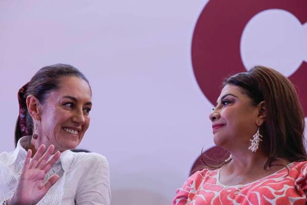 November 26, 2023, Mexico City, Mexico City, Mexico: CLAUDIA SHEINBAUM (sole candidate of the MORENA party) for the next presidential elections in Mexico in 2024 and CLARA BRUGADA (sole candidate of the MORENA party) for the next elections for the presidency of Mexico City during an event in one of the largest municipalities of Mexico City, Iztapalapa. Mexico City Mexico - ZUMAs310 20231126_zip_s310_012 Copyright: xLuisxExSalgadox