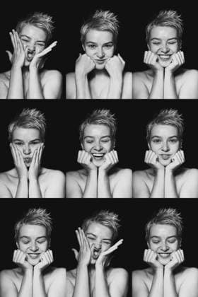 Creative Highlights Symbolbilder Emotional portrait of a woman, monochrome, set of 9 photos. Paris, Île-de-France, France R_YUKI231126-1290654-01 ,model released, Symbolfoto