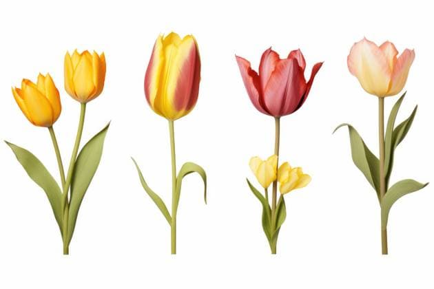 Eine Sammlung von getrennten Tulpen Blumen isoliert auf einem weißen Hintergrund *** a Collection from separate Tulips Flowers isolated at a white Background 1127114336