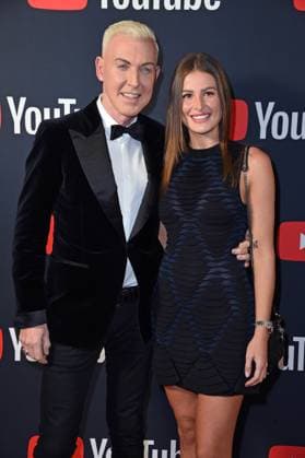 H P Baxxter with girlfriend Sara Bakhsh YOUTUBE MUSIC AWARDS Dinner at Restaurant Grill Royal in Berlin on 28 11 2023