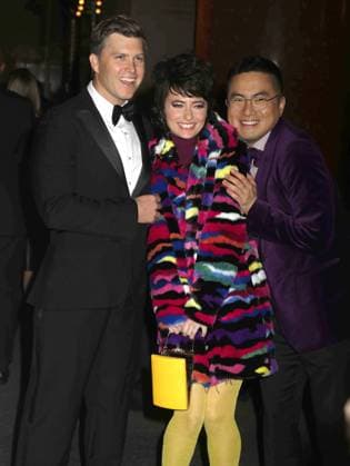 November 30, 2023, New York, New York, USA: COLIN JOST, SARAH SHERMAN and BOWEN YANG seen at the red carpet arrivals for 2023 American Museum of Natural HistoryÃ¢â‚¬â ¢s annual Ã¢â‚¬ËœThe Museum GalaÃ¢â‚¬â ¢ event. New York USA - ZUMAk03_ 20231130_zaf_k03_067 Copyright: xNancyxKaszermanx