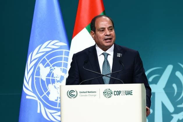 December 1, 2023, Dubai, United Arab Emirates: President of Egypt Abdel Fattah al-Sisi speaks during the 28th Conference of the Parties to the United Nations Framework Convention on Climate Change, which takes place on 30 November until 12 December 2023 in Expo City Dubai. Dubai, United Arab Emirates on December 1st, 2023. Dubai United Arab Emirates - ZUMAz156 20231201_zip_z156_019 Copyright: xBeataxZawrzelx