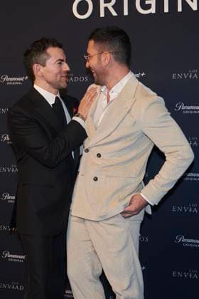 Los Enviados Tv Series Premiere December 5, 2023, Mexico City, Mexico: Miguel Angel Silvestre and Luis Gerardo Mendez attend the blue carpet of ˜Los Enviados™ Tv Series premiere. at Teatro Helenico. on December 5, 2023 in Mexico City, Mexico. ( Photo by Jaime Nogales Eyepix Group) Copyright: xJaimexNogales xEyepixxGroupx JN_05122023_106690