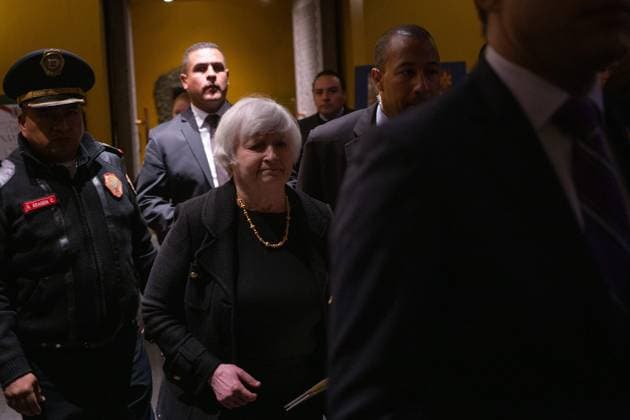 U.S. Secretary of the Treasury, Janet Yellen Meets With Mexican Secretary of Finance December 6, 2023. Mexico City, Mexico. This afternoon the Mexican Secretary of Finance, Rogelio Ramirez de la O ( no in picture), and the U.S. Secretary of the Treasury, Janet Yellen, gave a message at the Bankers Club as part of the U.S. Treasury Secretary s two-day tour of Mexico. On December 6, 2023 in Mexico City, Mexico. (Photo by Alex Dalton Eyepix Group) Copyright: xAlexxDalton xEyepixxGroupx AD_06122023_106830