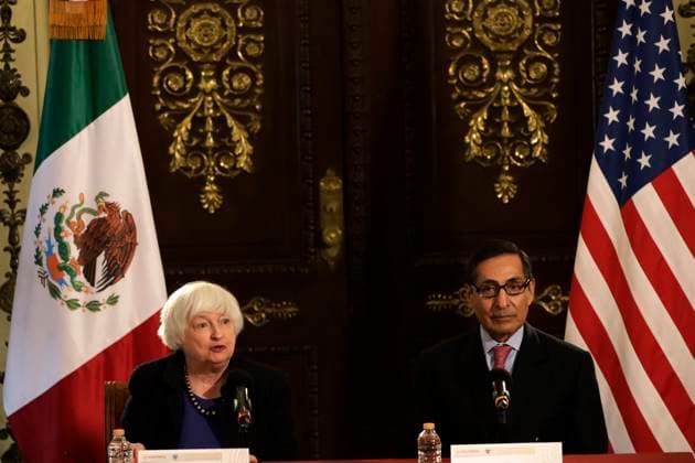 December 7, 2023, Mexico City, Mexico: United States Secretary of the Treasury, Janet Yellen and Secretary of the Treasury and Public Credit, Rogelio Ramirez de la O at a joint press conference at the National Palace in Mexico City. on December 7, 2023 in Mexico City, Mexico Mexico City Mexico - ZUMAe321 20231207_zia_e321_013 Copyright: xLuisxBarronx