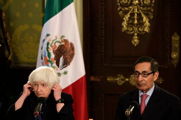 December 7, 2023, Mexico City, Mexico: United States Secretary of the Treasury, Janet Yellen and Secretary of the Treasury and Public Credit, Rogelio Ramirez de la O at a joint press conference at the National Palace in Mexico City. on December 7, 2023 in Mexico City, Mexico Mexico City Mexico - ZUMAe321 20231207_zia_e321_015 Copyright: xLuisxBarronx