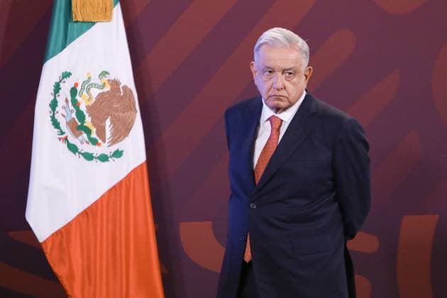 Andres Manuel Lopez Obrador Press Conference December 7, 2023. Mexico City, Mexico. Mexican President, Andres Manuel Lopez Obrador gesticulates during his speech during his daily morning briefing conference at the National Palace. Mexico City Mexico Copyright: xAlexxDaltonxxEyepixxGroupx