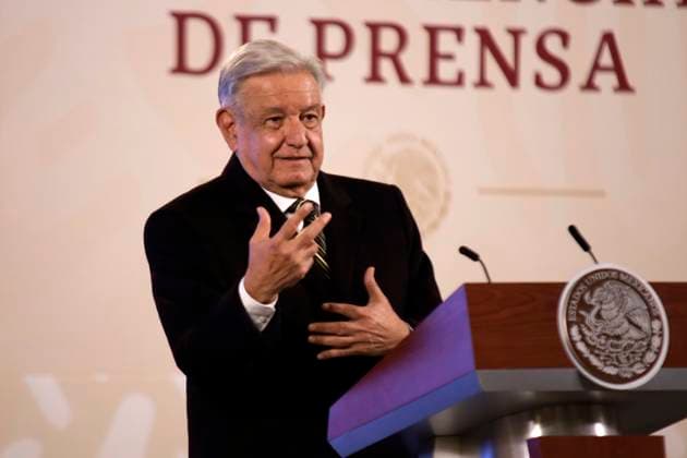 December 8, 2023, Mexico City, Mexico: The president of Mexico, Andres Manuel Lopez Obrador at the press conference at the National Palace in Mexico City. on December 8, 2023 in Mexico City, Mexico Mexico City Mexico - ZUMAe321 20231208_zia_e321_053 Copyright: xLuisxBarronx
