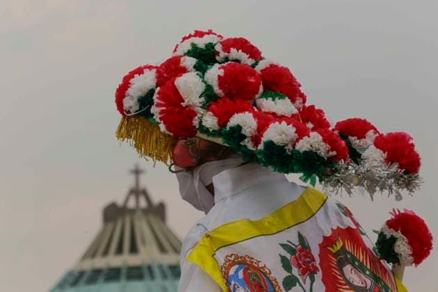 December 9, 2023, Mexico City, Mexico City, Mexico: Member of the San Mateo dance during their visit to the Basilica of Guadalupe, on the occasion of the celebrations in honour of the 12th of December. Mexico City Mexico - ZUMAs310 20231209_zip_s310_002 Copyright: xLuisxExSalgadox