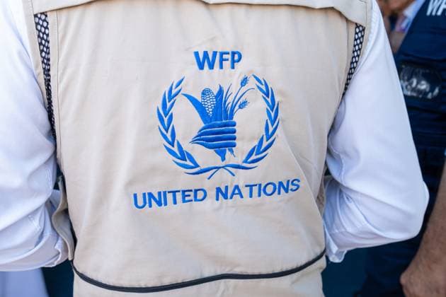 UN World Food Programme Hub in Dubai United Arab Emirate, Dubai South on 10 12 2023 The back of a WFP vest from the United Nations