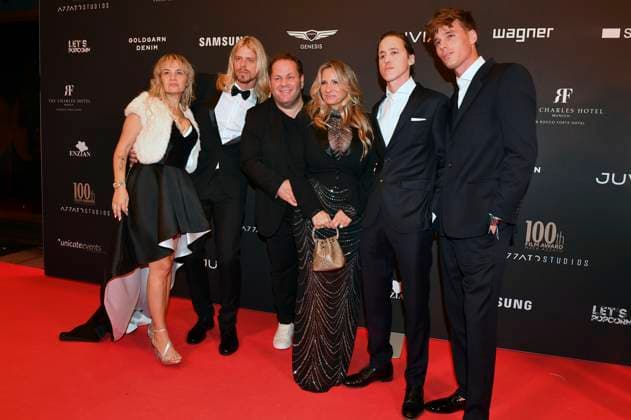 Laura Barbieri, Killian Marcus Nielsen, Mayk Azzato, Francesca Azzato, Raoul Ayrton Meyer Jr and Douglas Aaron Meyer at the 100th Film Award Event at the Charles Hotel Munich, 09 12 2023 Foto:xB.xInsingerx xFuturexImagex 100th_film_award_3306