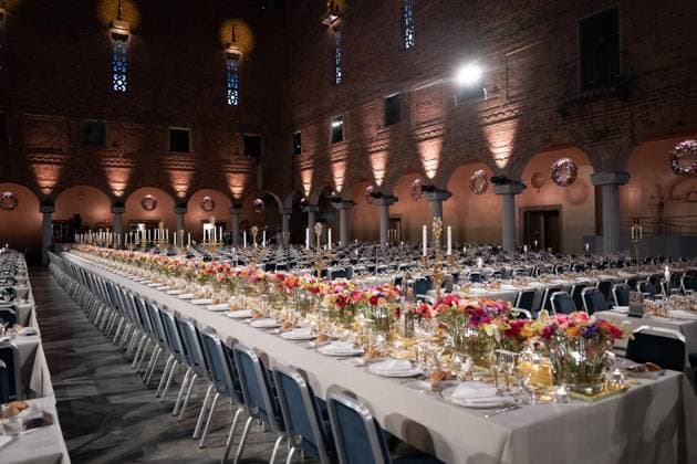 News Bilder des Tages Nobel Prize Award Banquet - Stockholm A general view of the Nobel Prize Banquet 2023 at City Hall, on December 10, 2023 in Stockholm, Sweden. Photo by David NIVIERE ABACAPRESS.COM STOCKHOLM SUEDE  Copyright: xNivierexDavid ABACAPRESS.COMx