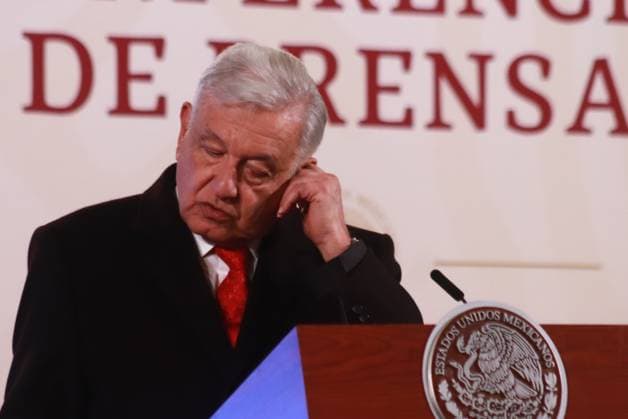 December 13, 2023 in Mexico City, Mexico: Mexican President, Andres Manuel Lopez Obrador speaks during the briefing conference in front of media at the National Palace on December 13, 2023 in Mexico City, Mexico. Mexico City Mexico - ZUMAe321 20231213_zia_e321_010 Copyright: xCarlosxSantiagox
