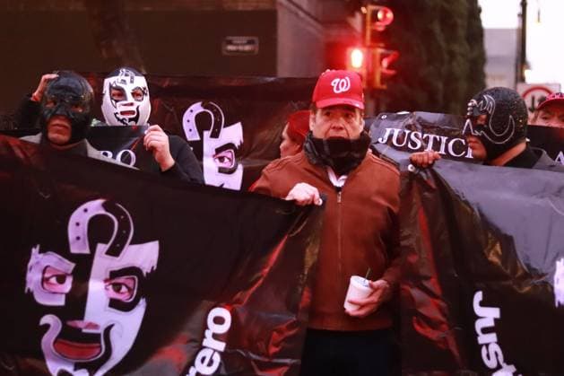 Wrestlers Protest to Demand Liberation For Cuatrero December 13, 2023 in Mexico City, Mexico: Members of the wrestling union protest to demand the immediate release of the wrestler Cuatrero, arrested in March of this year. on December 13, 2023. In Mexico City, Mexico. (Photo by Carlos Santiago Eyepix Group) Copyright: xCarlosxSantiagox xEyepixxGroupx CS202312138697