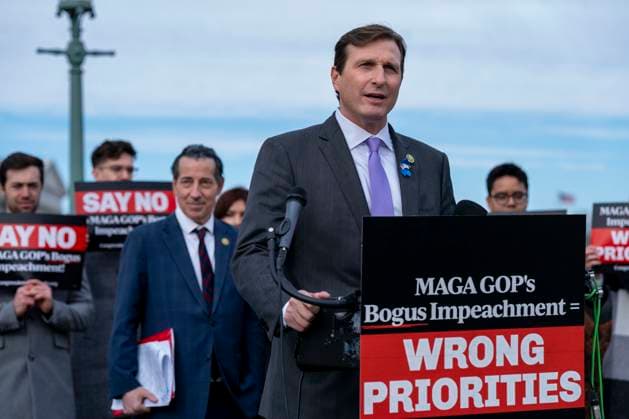 Rep. Daniel Goldman, D-NY, speaks during a press conference ahead of a House vote to initiate the impeachment inquiry against President Joe Biden at the U.S. Capitol in Washington, DC on Wednesday, December 13, 2023.  WAP20231213390 BONNIExCASH