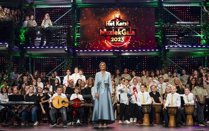 BUSSUM - Queen Maxima at the recordings for the Christmas Music Gala 2023 of the More Music in the Classroom foundation, recorded and broadcast by AVROTROS. ANP JEROEN JUMELET netherlands out - belgium out  Copyright: xx x486270627x originalFilename: 486270627.jpg