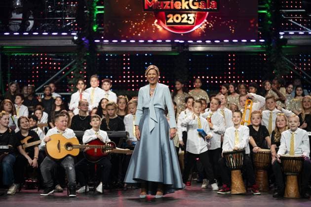 BUSSUM - Queen Maxima at the recordings for the Christmas Music Gala 2023 of the More Music in the Classroom foundation, recorded and broadcast by AVROTROS. ANP JEROEN JUMELET netherlands out - belgium out  Copyright: xx x486270669x originalFilename: 486270669.jpg