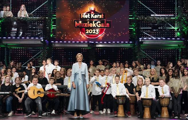 BUSSUM - Queen Maxima at the recordings for the Christmas Music Gala 2023 of the More Music in the Classroom foundation, recorded and broadcast by AVROTROS. ANP JEROEN JUMELET netherlands out - belgium out  Copyright: xx x486270680x originalFilename: 486270680.jpg