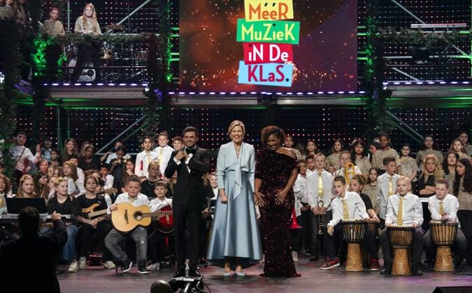 BUSSUM - Queen Maxima at the recordings for the Christmas Music Gala 2023 of the More Music in the Classroom foundation, recorded and broadcast by AVROTROS. ANP JEROEN JUMELET netherlands out - belgium out  Copyright: xx x486270700x originalFilename: 486270700.jpg