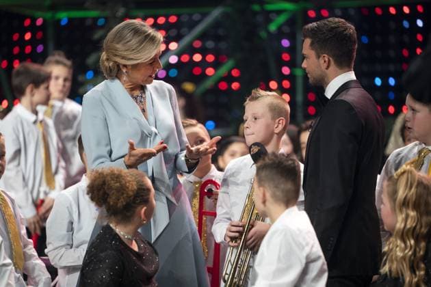 BUSSUM - Queen Maxima at the recordings for the Christmas Music Gala 2023 of the More Music in the Classroom foundation, recorded and broadcast by AVROTROS. ANP JEROEN JUMELET netherlands out - belgium out  Copyright: xx x486270728x originalFilename: 486270728.jpg