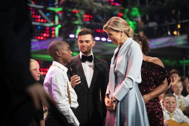 BUSSUM - Queen Maxima at the recordings for the Christmas Music Gala 2023 of the More Music in the Classroom foundation, recorded and broadcast by AVROTROS. ANP JEROEN JUMELET netherlands out - belgium out  Copyright: xx x486270740x originalFilename: 486270740.jpg
