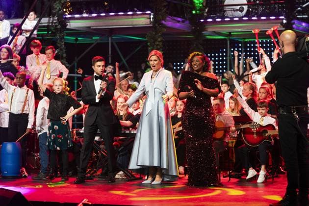 BUSSUM - Queen Maxima at the recordings for the Christmas Music Gala 2023 of the More Music in the Classroom foundation, recorded and broadcast by AVROTROS. ANP JEROEN JUMELET netherlands out - belgium out  Copyright: xx x486270745x originalFilename: 486270745.jpg