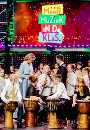 14-12-2023 Bussum Queen Maxima at the recordings for the Christmas Music Gala 2023 of the More Music in the Classroom foundation, recorded and broadcast by AVROTROS. Â  Copyright: xPPEx