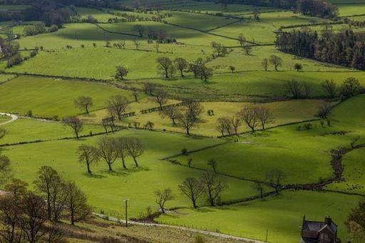The Hope Valey covered in greenery under the sunlight in the Peak District in the UK 186242 RECORD DATE NOT STATED