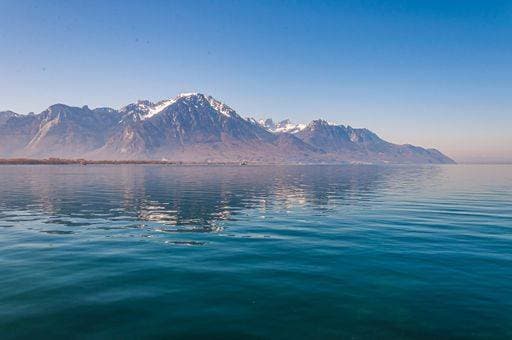 An amazing view of reflecting lake on Swiss alps background in Regional Park Gruyere Pays-dEnhaut ChÃ¢teau-dOex 330598 RECORD DATE NOT STATED