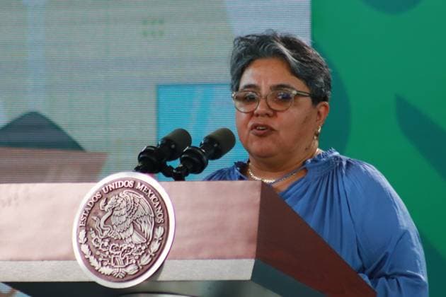 December 20, 2023, Acapulco, Mexico: Raquel Buenrostro, Minister of Economy speaks during the Mexican President Lopez Obrador briefing conference. on December 20, 2023. In Acapulco, Guerrero. Acapulco Mexico - ZUMAe321 20231220_zia_e321_050 Copyright: xCarlosxSantiagox