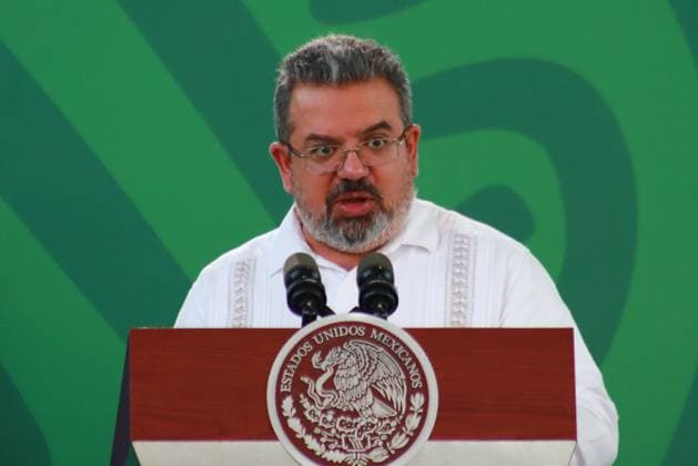 December 20, 2023, Acapulco, Mexico: Jorge NuoÂ±o, Secretary of infrastructure, communications and transportation speaks during the Mexican President Lopez Obrador briefing conference. on December 20, 2023. In Acapulco, Guerrero. Acapulco Mexico - ZUMAe321 20231220_zia_e321_075 Copyright: xCarlosxSantiagox