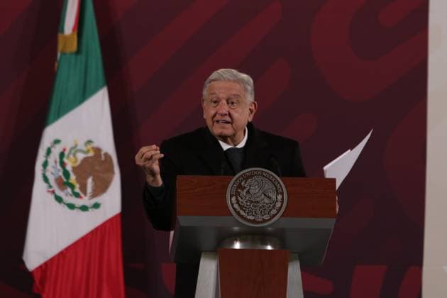 Mexico™s President Lopez Obrador News Conference December 21, 2023, Mexico City, Mexico: Mexico™s President, Andres Manuel Lopez Obrador, gesticulates while speak during the daily briefing conference at National Palace. on December 21, 2023 in Mexico City, Mexico. (Photo by Ismael Rosas Eyepix Group) Copyright: xIsmaelxRosas xEyepixxGroupx IR_21122023_107899