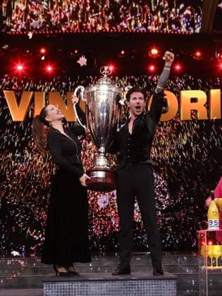 Bilder des Jahres 2023, Entertainment 12 Dezember Entertainment Themen der Woche KW51 Entertainment Bilder des Tages Rome, Rai auditorium of the Foro Italico, TV broadcast Dancing with the Stars . In the photo: Wanda Nara and Pasquale La Rocca are proclaimed winners  Copyright: xMarcoxProvvisionatox xipa-agencyx xMarcoxProvvisionatox IPA_Agency_IPA42387649