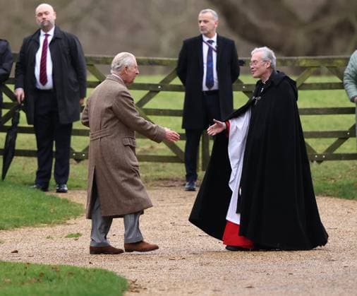 Entertainment Themen der Woche KW51 Entertainment Bilder des Tages King Charles III and Queen Camilla, attends the Sunday service at St. Mary Magdalene church in Sandringham, Norfolk, UK, on 24th December, 2023. 