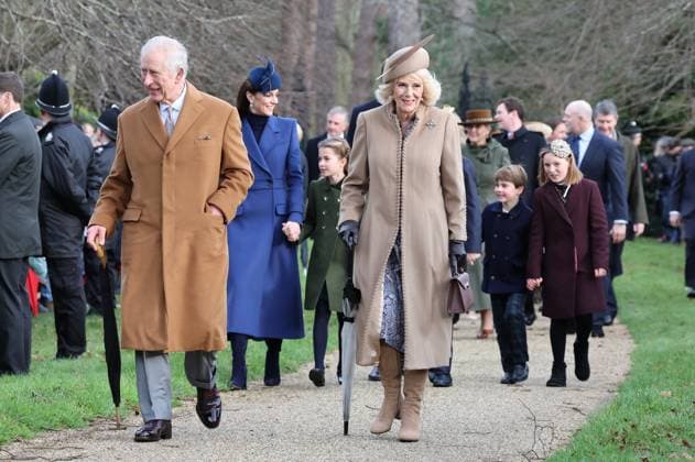 . 25 12 2023. Sandringham , United Kingdom. UK Royals at the Christmas Day church service in Sandringham, United Kingdom. Picture by Stephen Lock i-Images  xStephenxLockx xi-Imagesx IIM-24899-0004