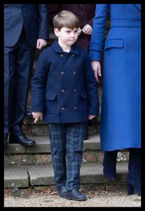 . 25 12 2023. Sandringham , United Kingdom. Prince Louis leaving the Christmas Day church service in Sandringham, United Kingdom. Picture by Stephen Lock i-Images  xStephenxLockx xi-Imagesx IIM-24899-0036