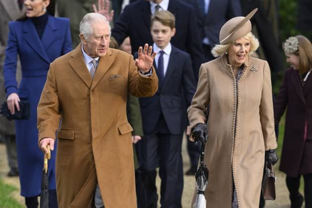 Members of the British Royal Family attend the Christmas Day service at Sandringham Featuring: King Charles III, Queen Camilla Where: Sandringham, Norfolk, United Kingdom When: 25 Dec 2023 Credit: Cover Images EDITORIAL USE ONLY. NOT FOR USE BY NEWSPAPERS BASED IN THE UK. Copyright: xx 53324674