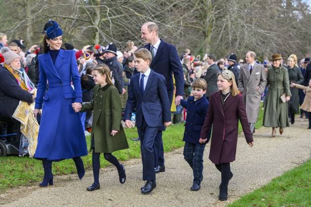 Members of the British Royal Family attend the Christmas Day service at Sandringham Featuring: Catherine Princess of Wales, Princess Charlotte, Prince George, Prince William, Prince Louis, Mia Tindall Where: Sandringham, Norfolk, United Kingdom When: 25 Dec 2023 Credit: Cover Images EDITORIAL USE ONLY. NOT FOR USE BY NEWSPAPERS BASED IN THE UK. Copyright: xx 53324693
