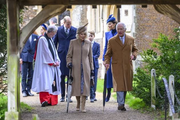 Members of the British Royal Family attend the Christmas Day service at Sandringham Featuring: Queen Camilla, King Charles III Where: Sandringham, Norfolk, United Kingdom When: 25 Dec 2023 Credit: Cover Images EDITORIAL USE ONLY. NOT FOR USE BY NEWSPAPERS BASED IN THE UK. Copyright: xx 53324704