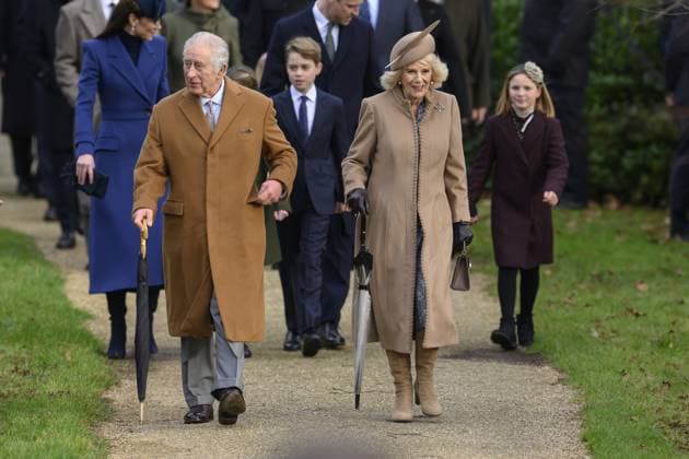 Members of the British Royal Family attend the Christmas Day service at Sandringham Featuring: King Charles III, Queen Camilla Where: Sandringham, Norfolk, United Kingdom When: 25 Dec 2023 Credit: Cover Images EDITORIAL USE ONLY. NOT FOR USE BY NEWSPAPERS BASED IN THE UK. Copyright: xx 53324671