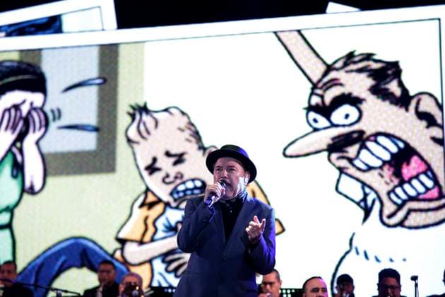 December 31, 2023, Mexico City, Mexico: Panamanian singer-songwriter Ruben Blades at the New Year s Eve concert at the Glorieta del Ahuehuete in Mexico City. on December 31, 2023 in Mexico City, Mexico Mexico City Mexico - ZUMAe321 20231231_zia_e321_028 Copyright: xLuisxBarronx