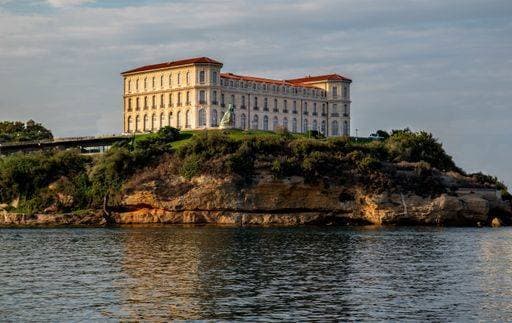 A view of the old imperial Palace Faro on the harbor in Marseille, France on a gloomy day background 1250394 RECORD DATE NOT STATED